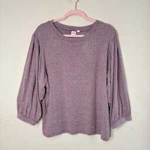 GAP Marbled Burgundy 3/4-Balloon-Sleeve Casual Top, Large
